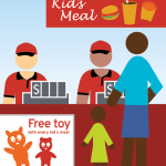 A child and parent ordering a kid's meal