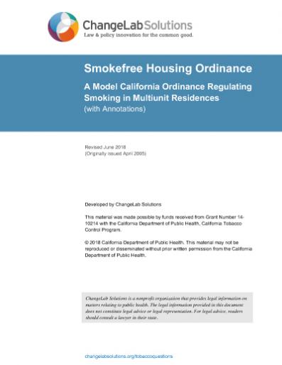 Smokefree Housing Model Ordinance Cover