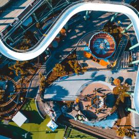 Aerial view of Santa Cruz Beach Boardwalk