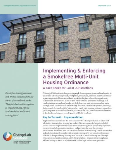 Implementing & Enforcing a Smokefree Multi-Unit Housing Ordinance Cover