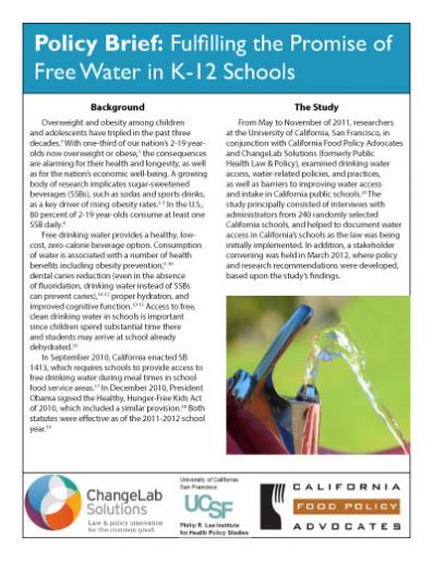 Fulfilling the Promise of Free Water in K-12 Schools