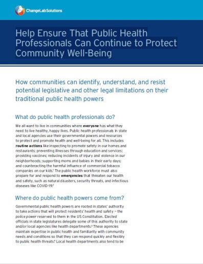 Help Ensure That Public Health Professionals Can Continue to Protect Community Well-Being