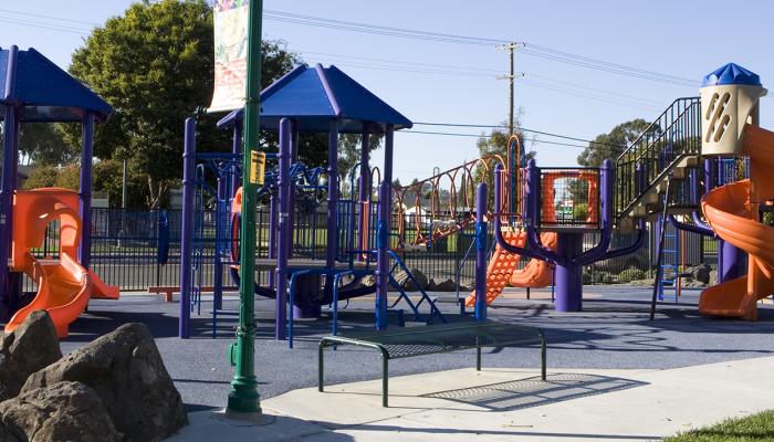 A large, colorful playground structure