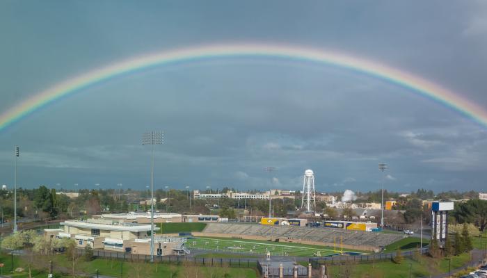 Rainbow over the city of Davis, CA