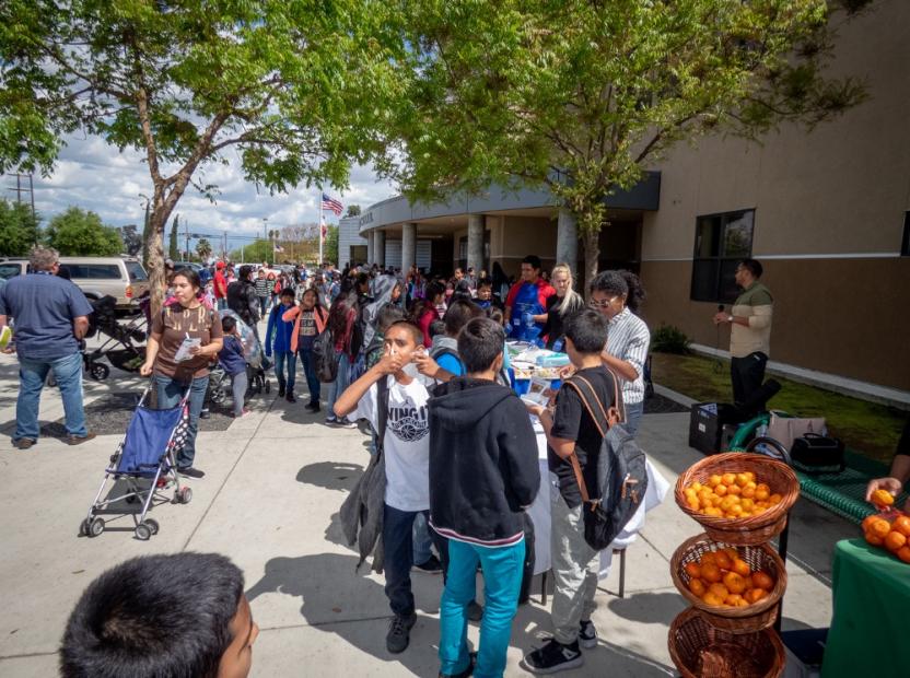 Farmers market at a Fresno school